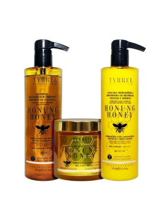Набір Tyrrel Honung Honey для колагенової реконструкції пошкодженого волосся, 3х500 г (заводські)