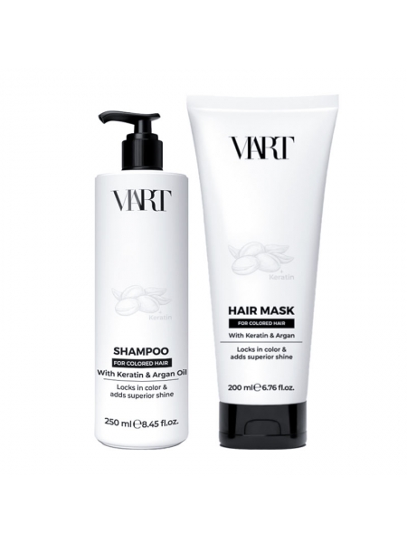 Набір VIART with Keratin & Argan Oil шампунь і маска для фарборваного і пошкодженого волосся, 250+200 мл