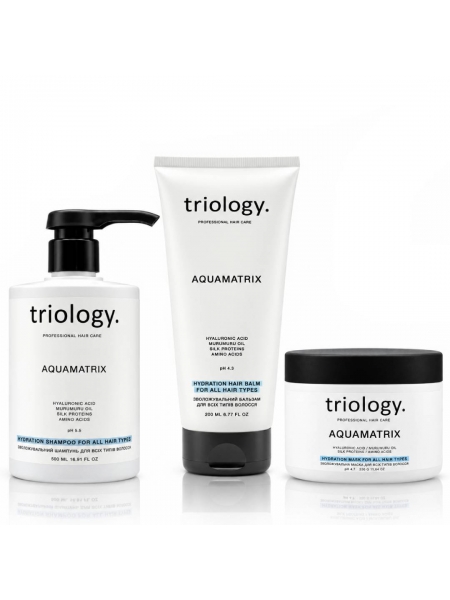 Набор Triology AquaMatrix TRIO для глубокого увлажнения волос шампунь, бальзам и маска, 500+200+330 мл