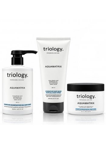 НабірTriology Aquamatrix TRIO для глибокого зволоження волосся шампунь, бальзам і маска, 500+200+330 мл