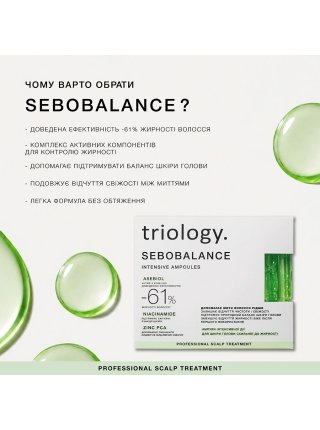 Сыворотка Triology Sebobalance Intensive Ampoules для балансирования кожи головы склонной к жирности, 1×5 мл
